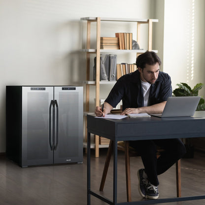 Réfrigérateur à vin et boissons Newair, 18 bouteilles et 59 canettes, deux zones de température, pose libre, contrôle numérique de la température