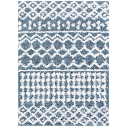 Tapis à poils longs Livabliss Newton à motif géométrique marocain et treillis