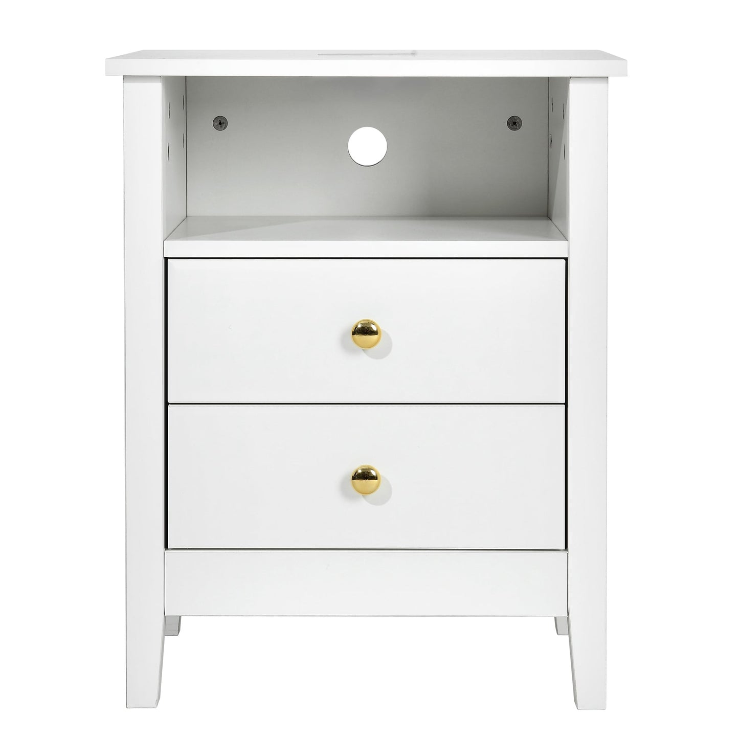 Ensemble de 2 tables de chevet avec station de charge, table d'appoint avec 2 tiroirs, ports USB et prises électriques, pour lit de chevet