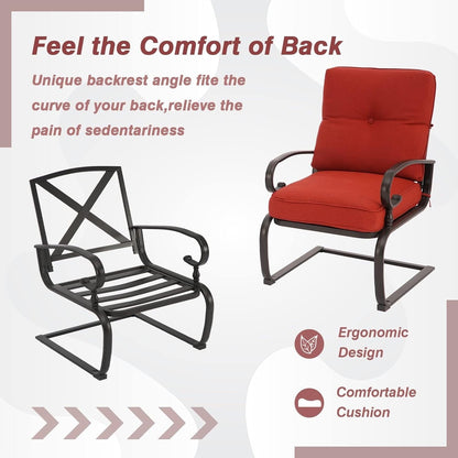 Ensemble bistrot d'extérieur 3 pièces Nista avec coussins et table basse, à ressorts en C, par Havenside Home