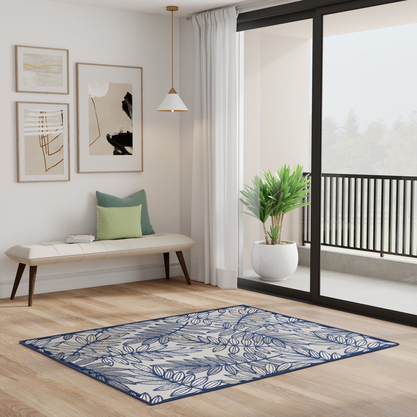 Tapis d'intérieur/extérieur à motif floral Nourison Alice