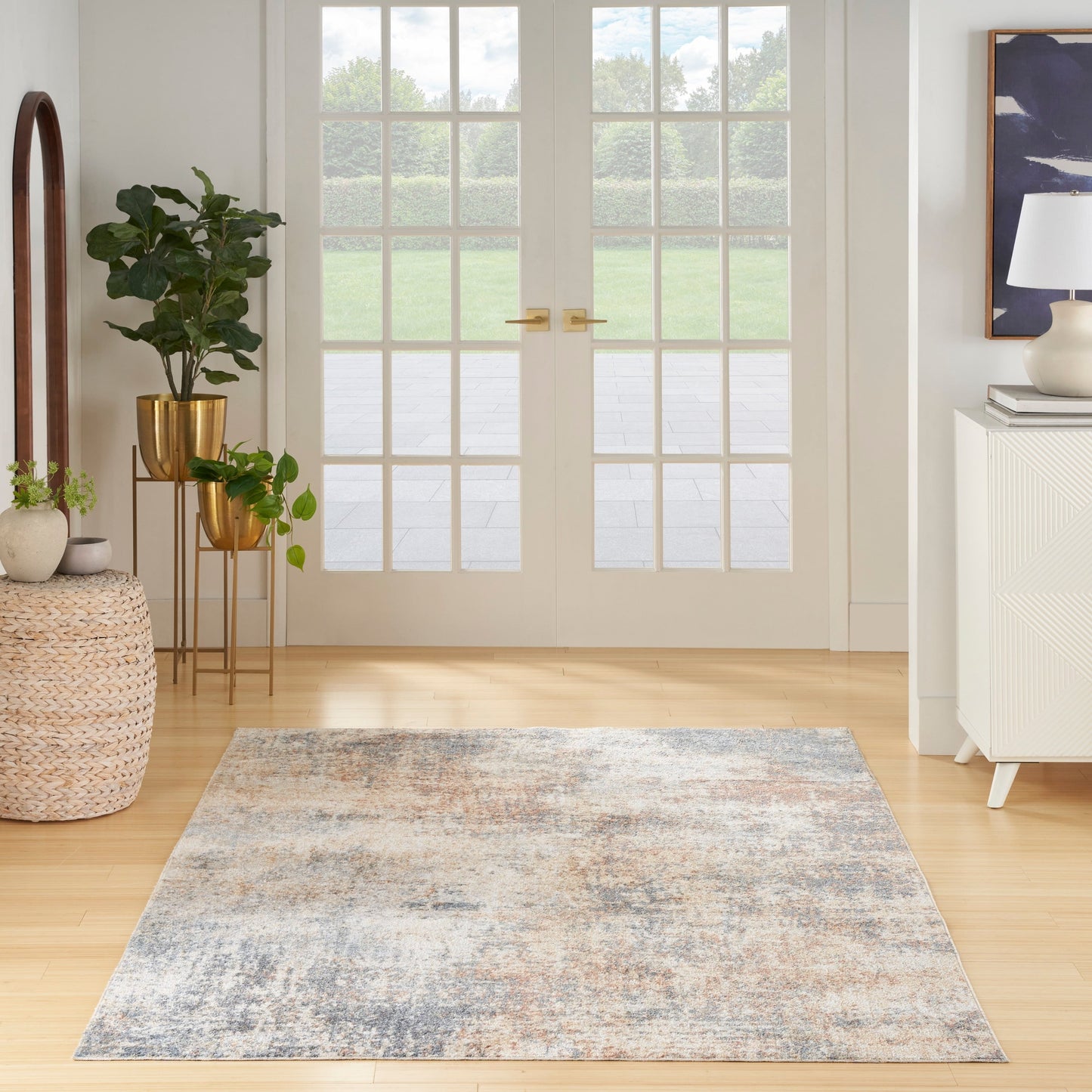 Tapis Nourison Astra lavable en machine à motifs abstraits