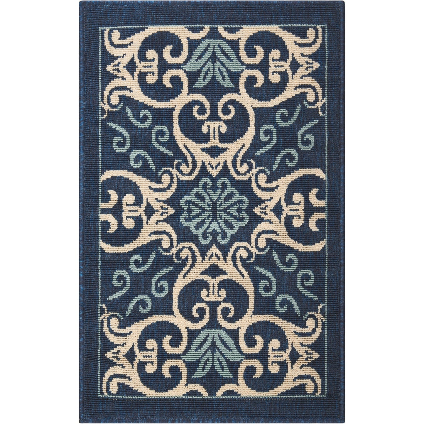 Tapis d'intérieur/extérieur Nourison à motif floral géométrique des Caraïbes