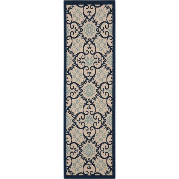 Tapis d'intérieur/extérieur Nourison à motif floral géométrique des Caraïbes