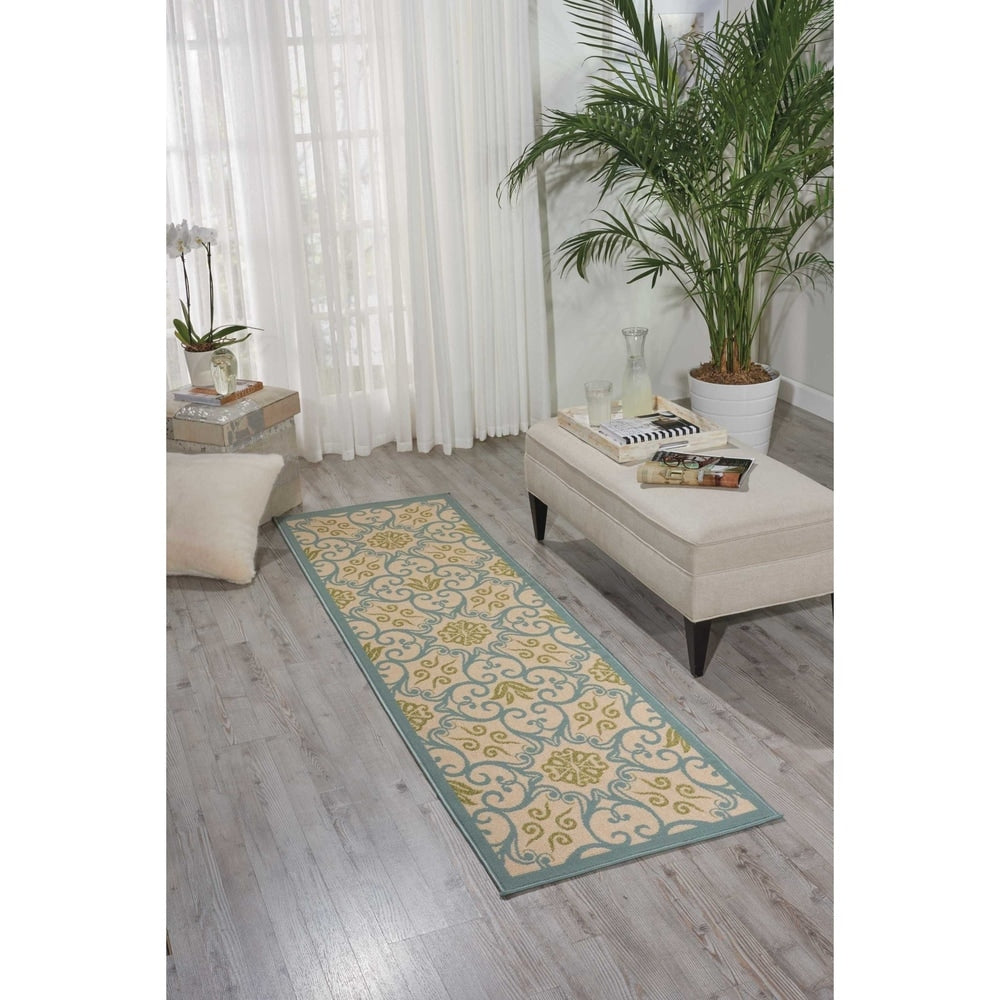 Tapis d'intérieur/extérieur Nourison à motif floral géométrique des Caraïbes