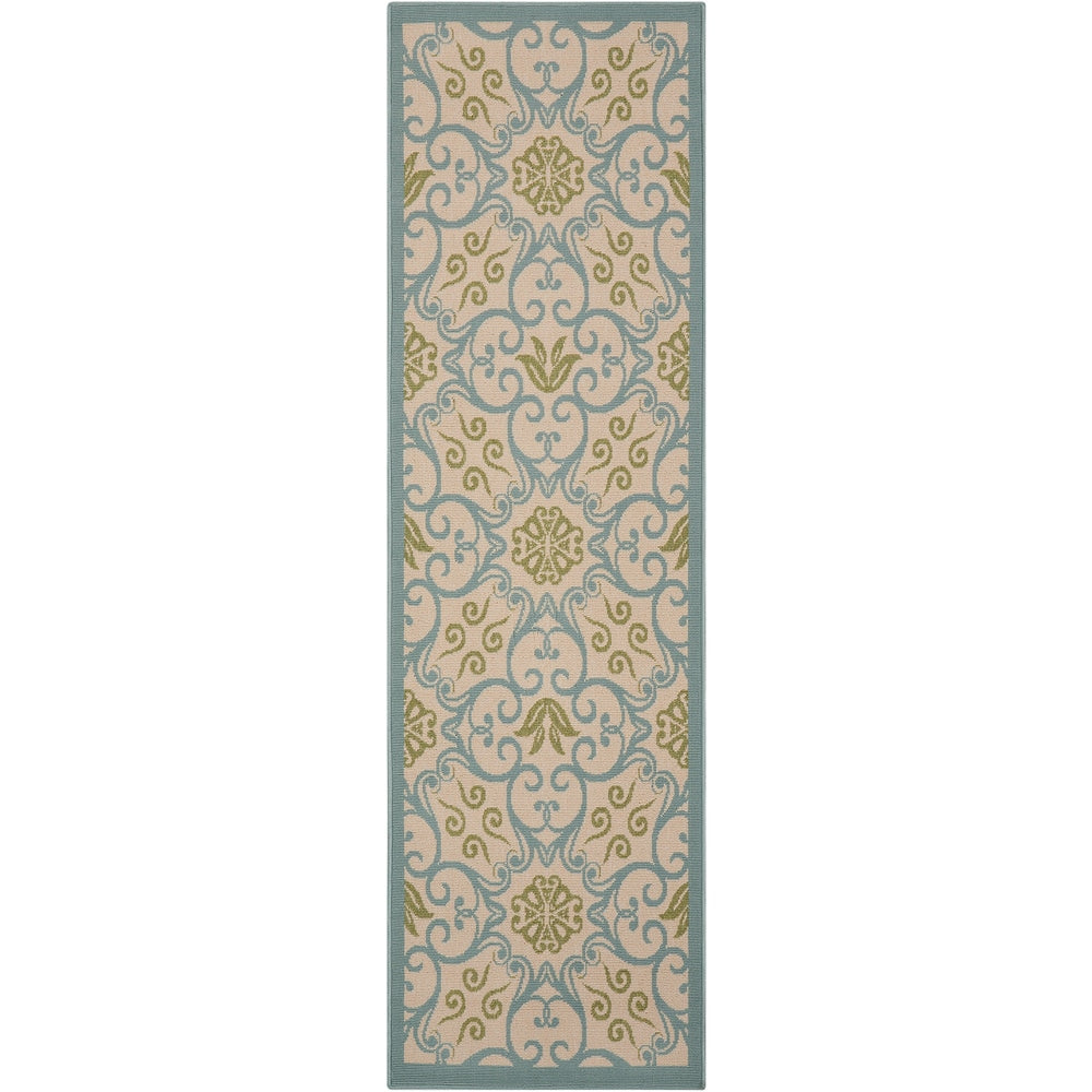 Tapis d'intérieur/extérieur Nourison à motif floral géométrique des Caraïbes