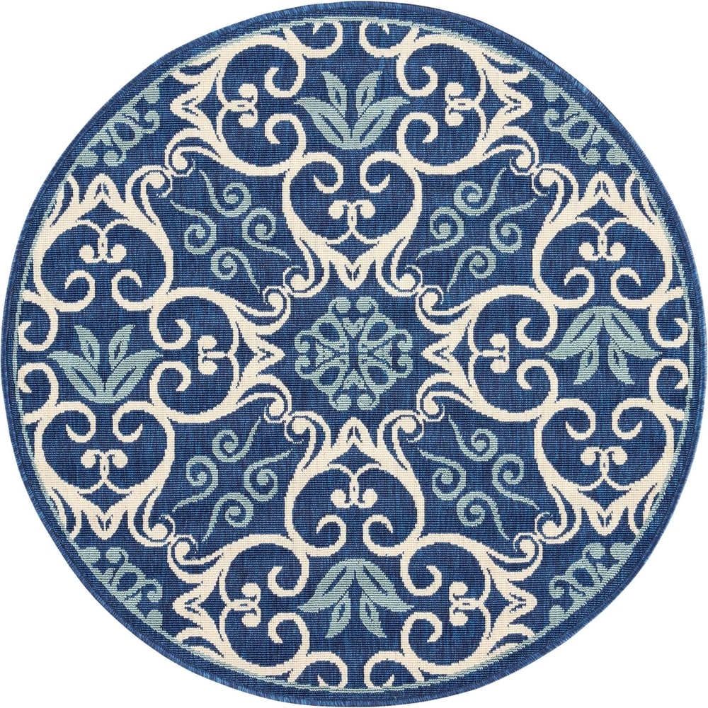 Tapis d'intérieur/extérieur Nourison à motif floral géométrique des Caraïbes