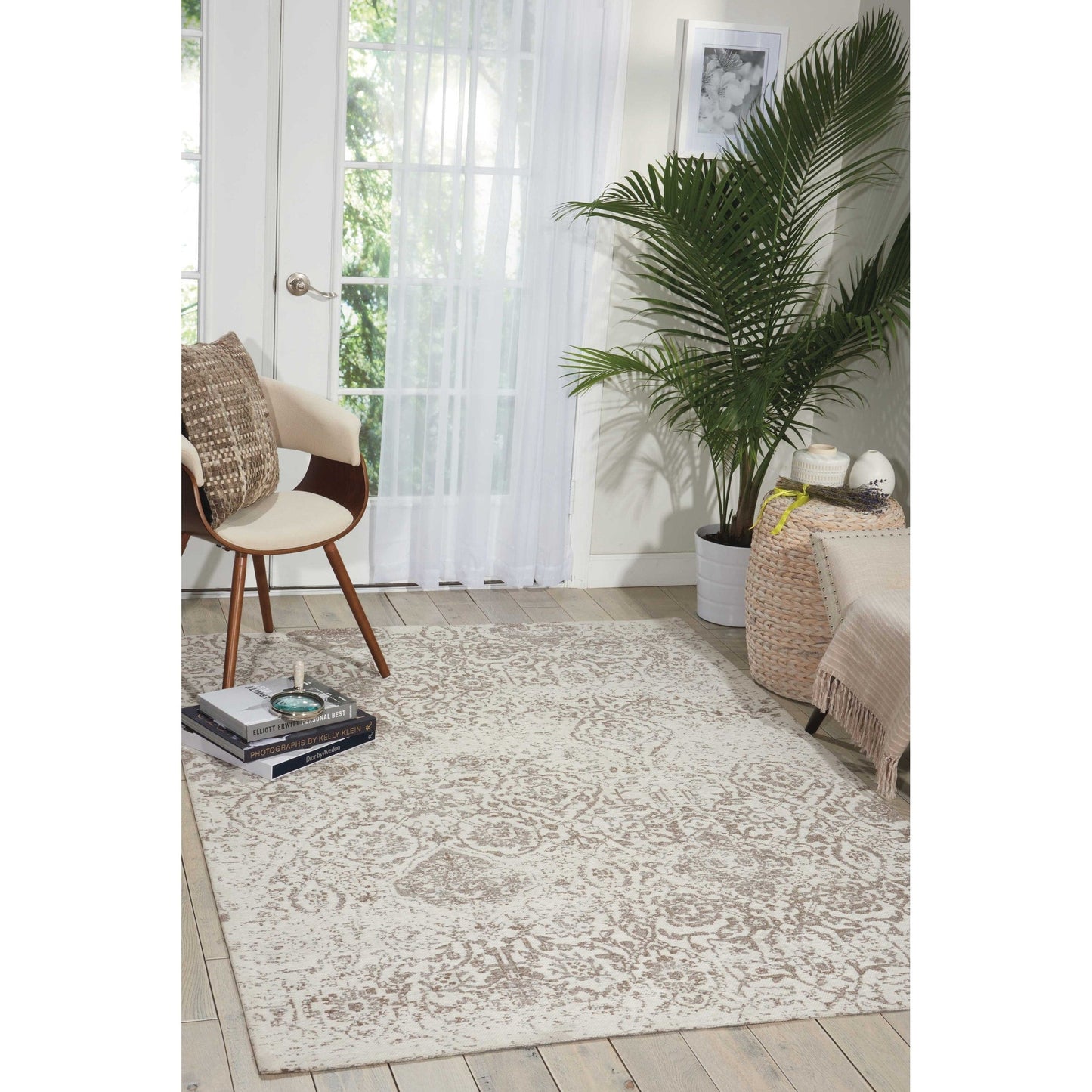 Tapis contemporain Nourison Damas vieilli