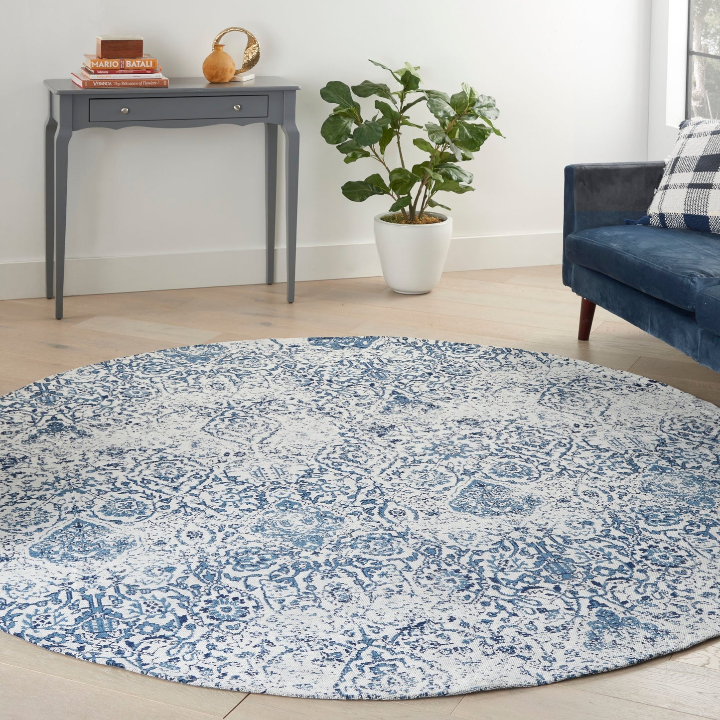 Tapis contemporain Nourison Damas vieilli