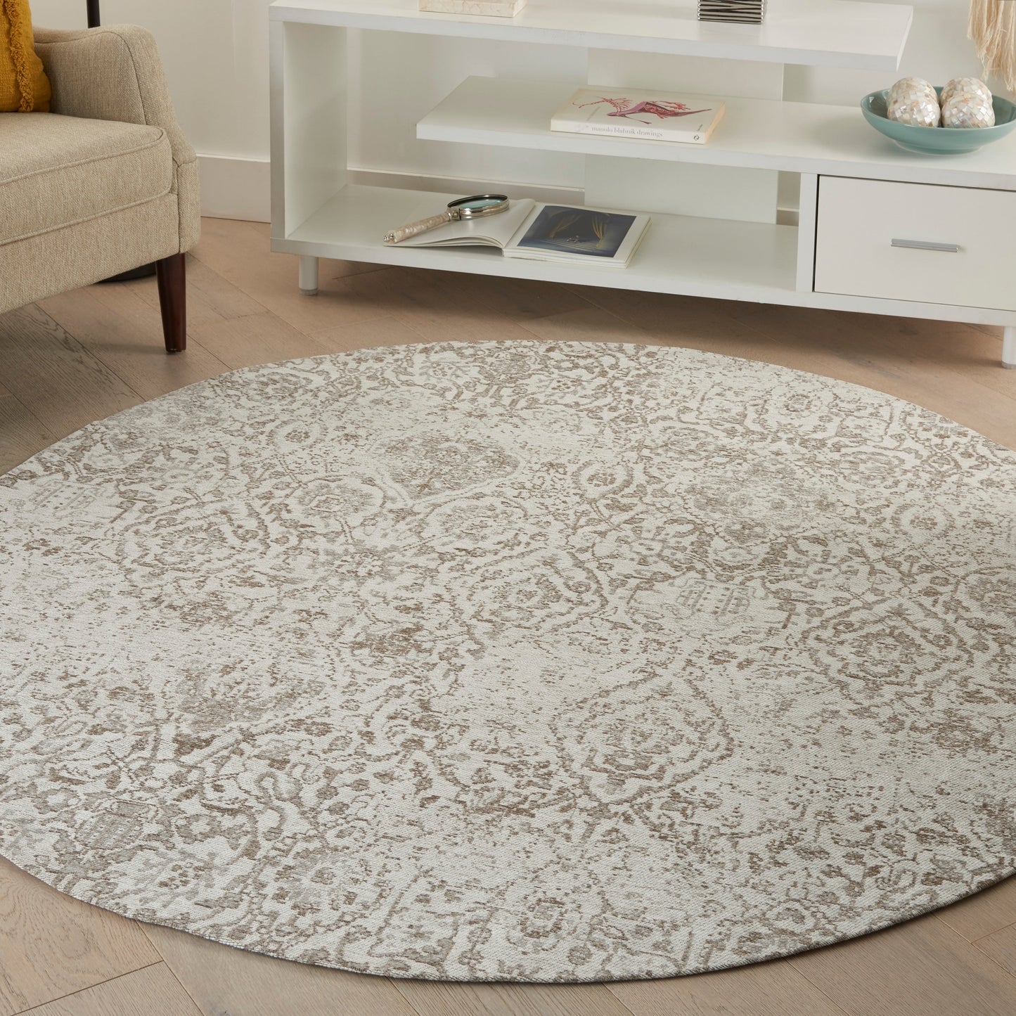 Tapis contemporain Nourison Damas vieilli