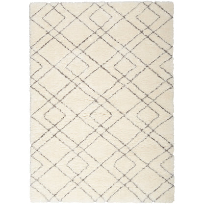 Tapis Nourison Luxueux à poils longs ultra moelleux, motif géométrique abstrait