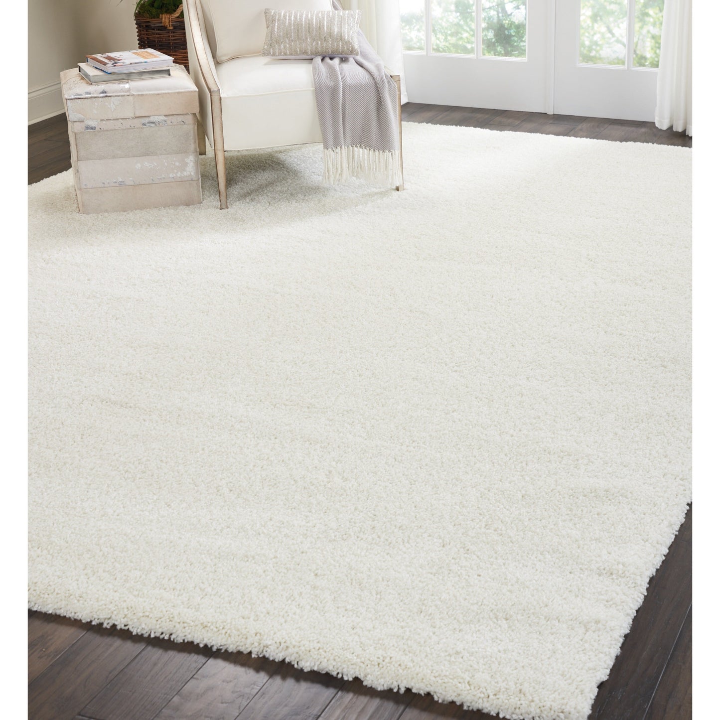 Tapis Nourison Malibu Shag moderne en peluche unie