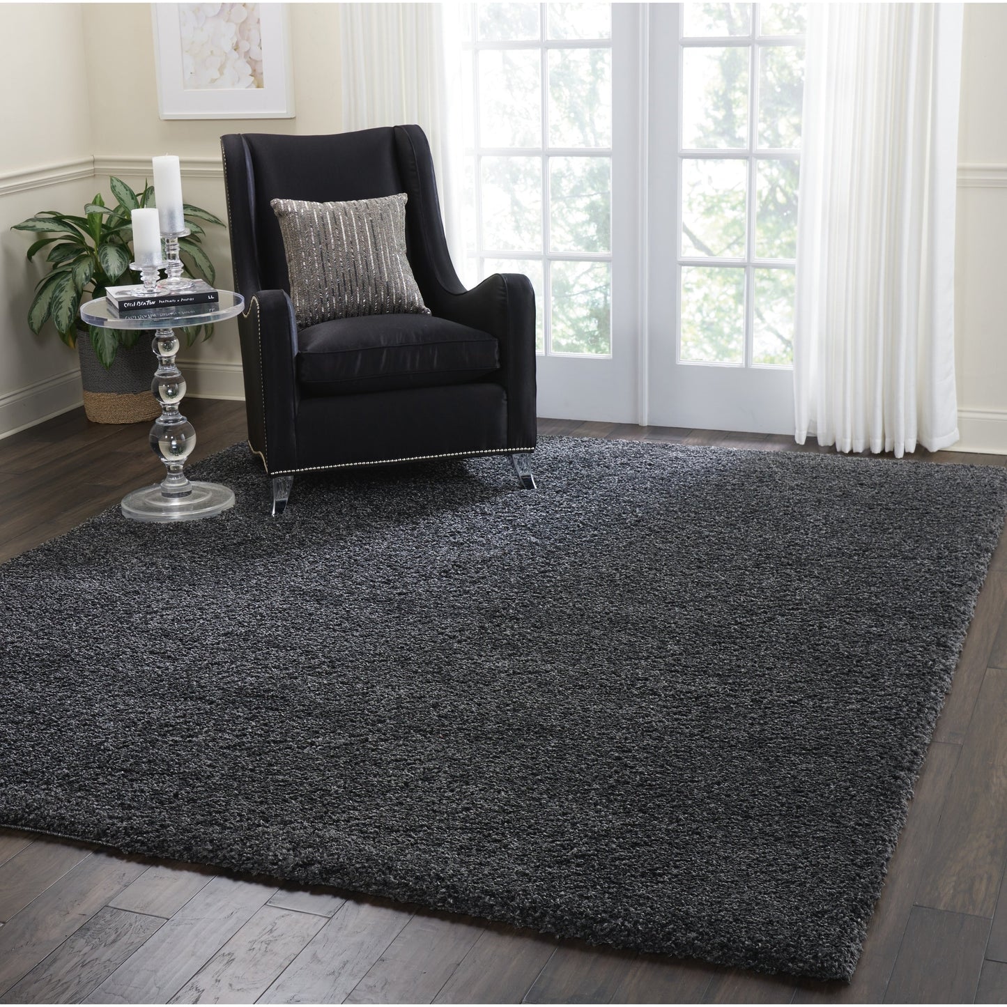 Tapis Nourison Malibu Shag moderne en peluche unie