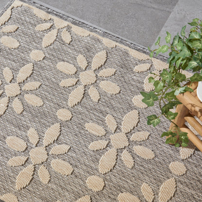 Tapis d'intérieur/extérieur Nourison Palamos à motif floral moderne et géométrique à hauteur variable