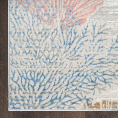 Tapis Nourison Pompéi, motif coquillages et coraux, idéal pour la plage côtière