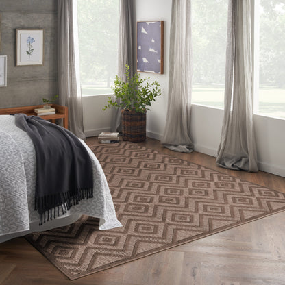 Tapis Nourison polyvalent pour intérieur/extérieur à tissage plat géométrique