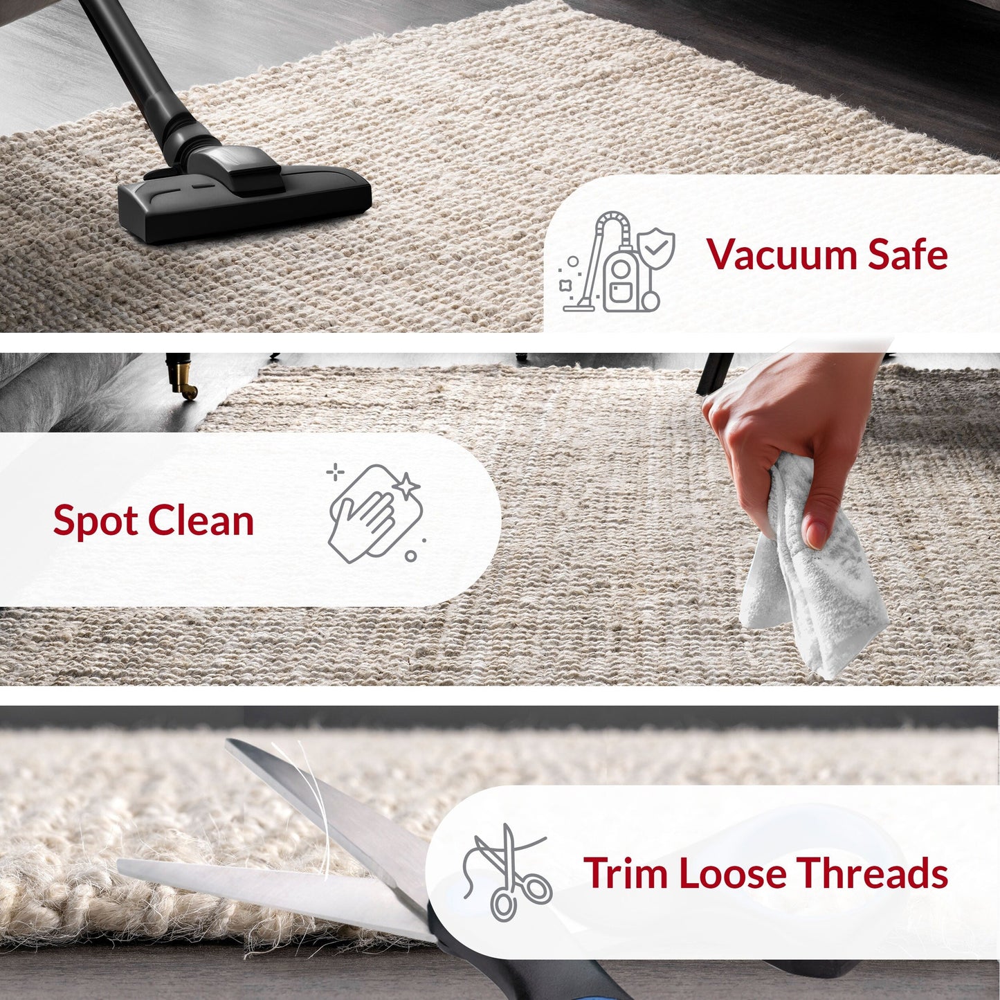 Tapis de ferme en jute uni Nuloom Ashli