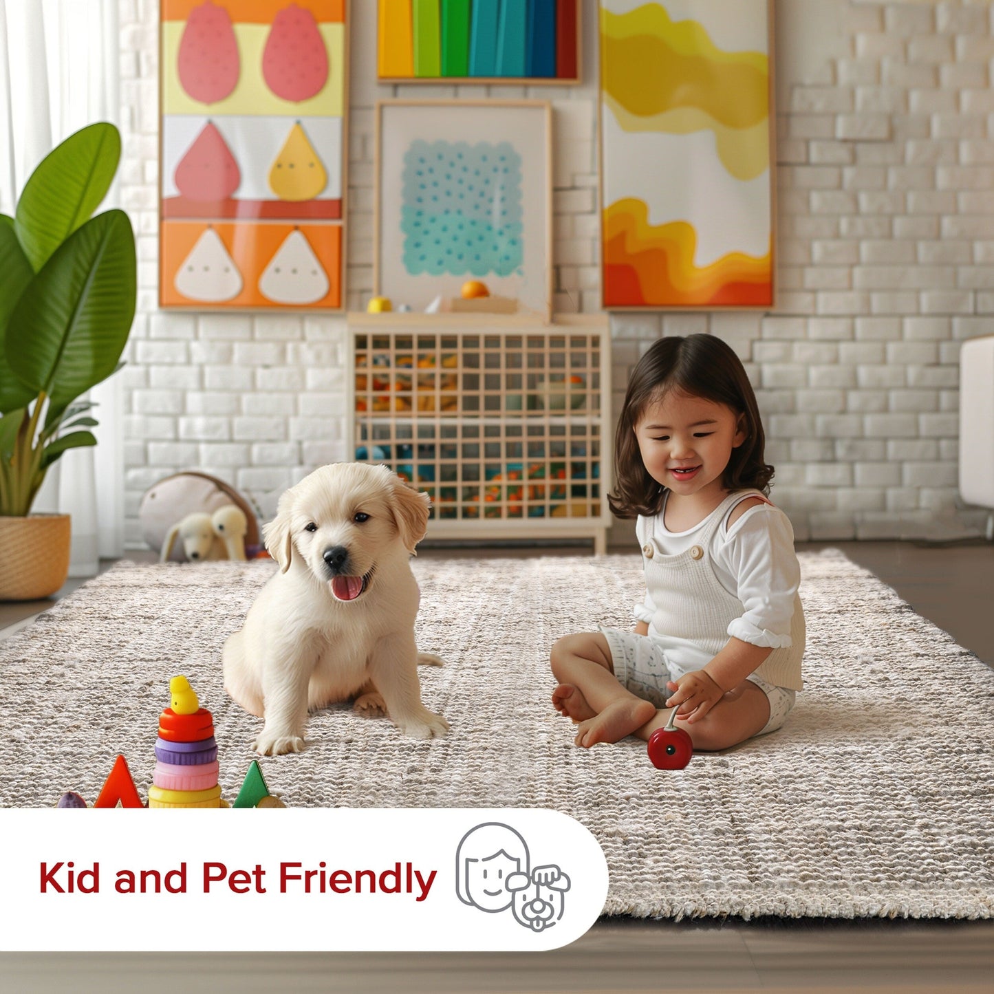 Tapis de ferme en jute uni Nuloom Ashli