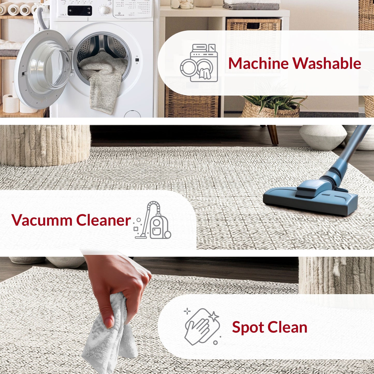 Tapis lavable en machine Nuloom Hart SpinClean Abstract Tribal