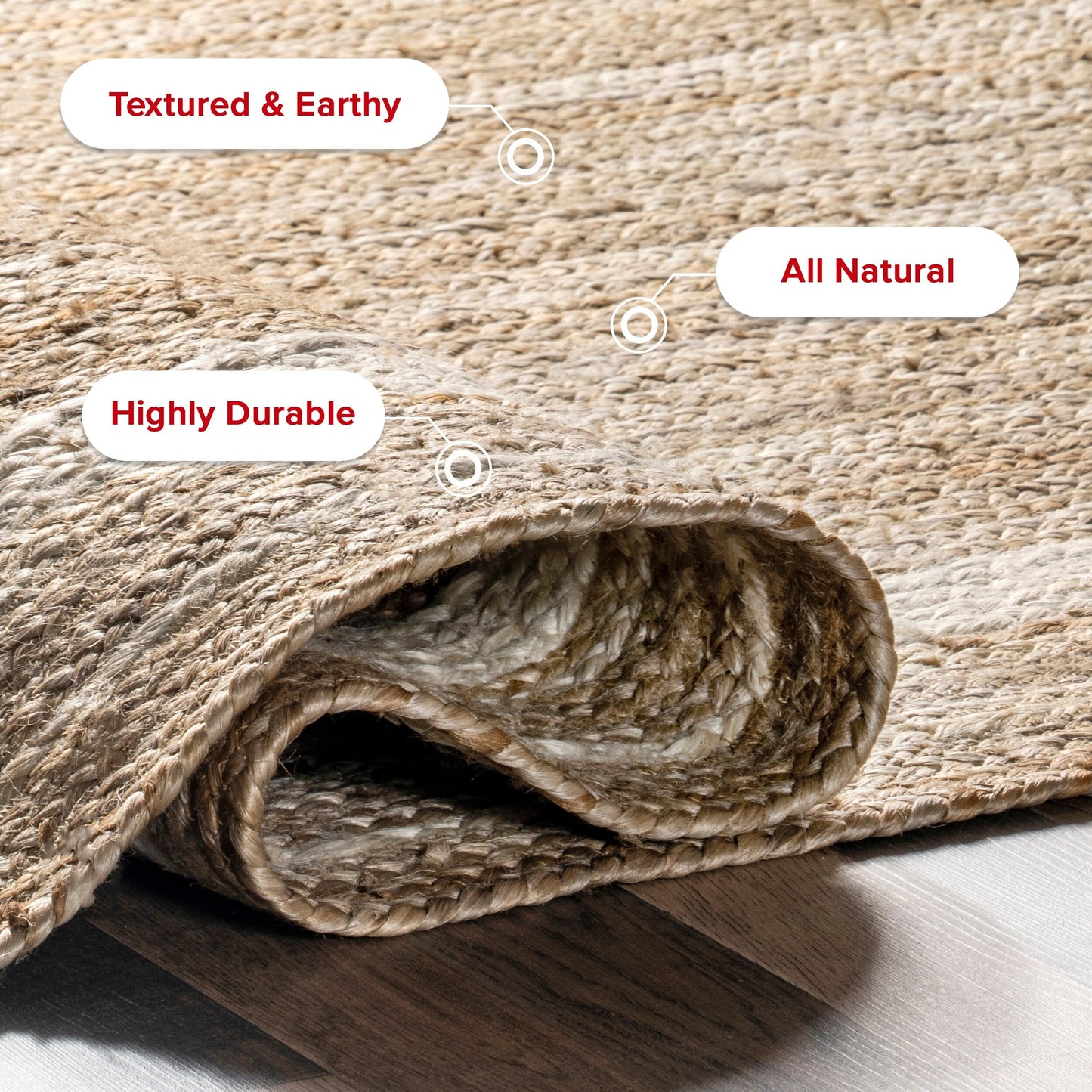 Tapis de sol Nuloom Rikki Coastal en jute tressé