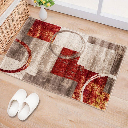 Tapis rond abstrait en polypropylène fabriqué à la machine par World Rug Gallery