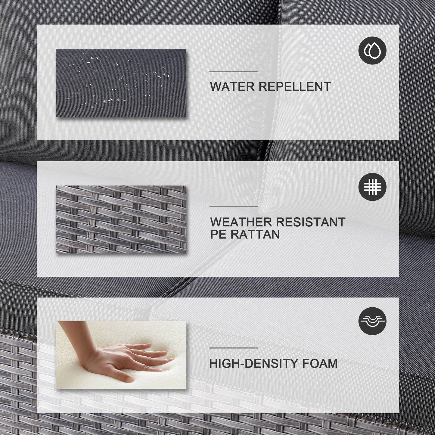 Ensemble de mobilier de patio OVIOS 5 pièces en résine tressée avec dossier haut