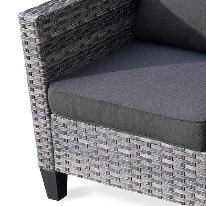 Ensemble de mobilier de patio OVIOS 5 pièces en résine tressée avec dossier haut