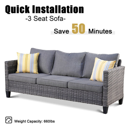 Ensemble de mobilier de patio OVIOS 5 pièces en résine tressée avec dossier haut