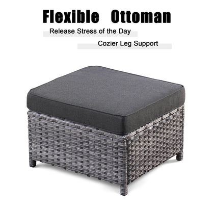 Ensemble de mobilier de patio OVIOS 5 pièces en résine tressée avec dossier haut