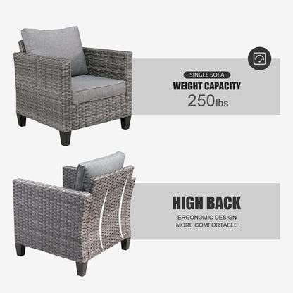 Ensemble de mobilier de patio OVIOS 5 pièces en résine tressée avec dossier haut