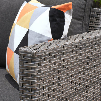 Ensemble de mobilier de patio OVIOS 5 pièces en résine tressée avec dossier haut