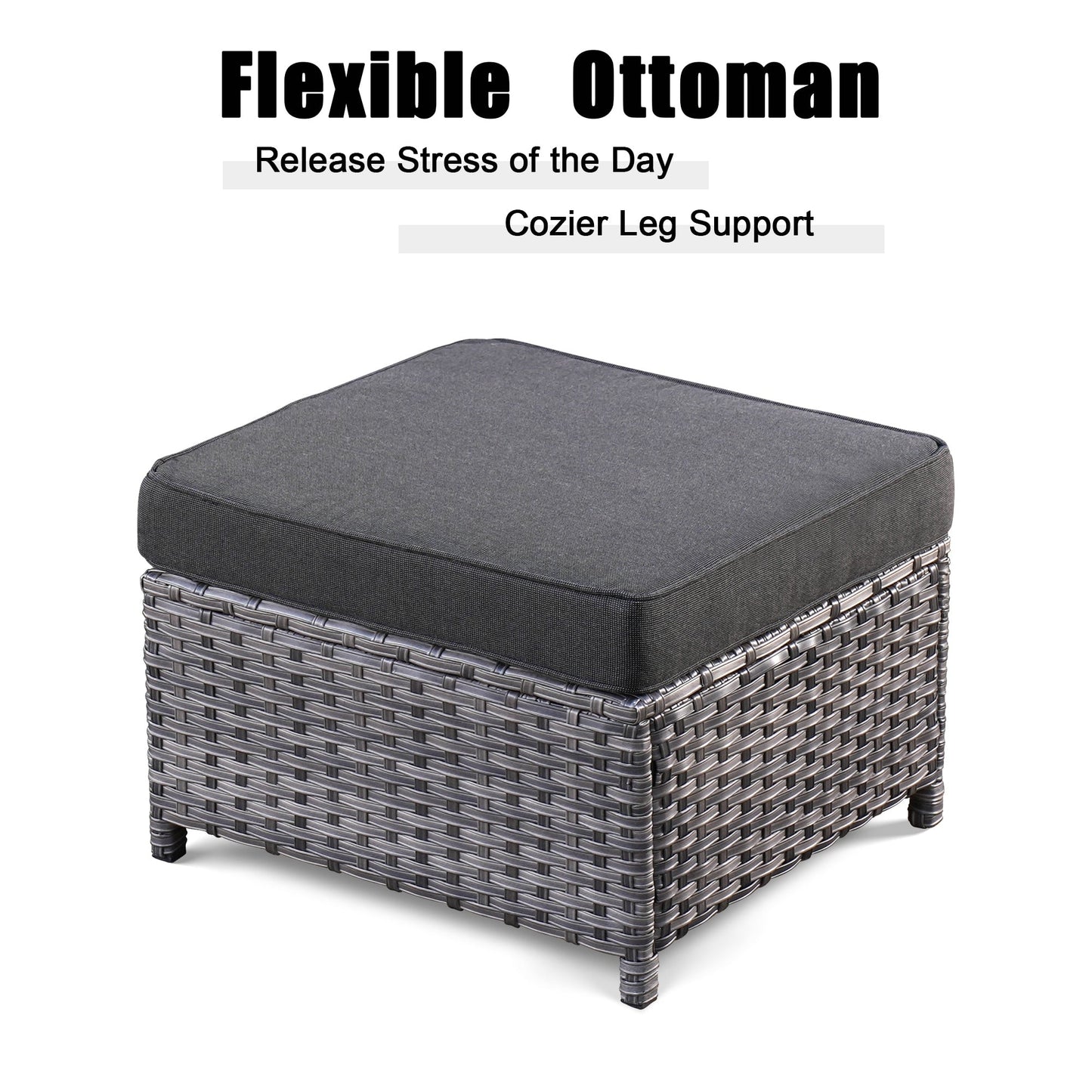 Ensemble de mobilier de patio OVIOS 5 pièces en résine tressée avec dossier haut