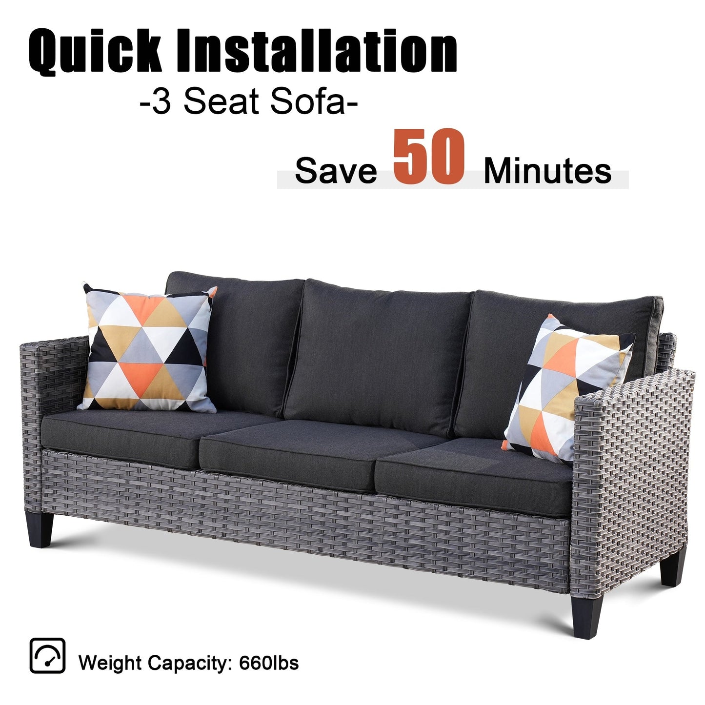 Ensemble de mobilier de patio OVIOS 5 pièces en résine tressée avec dossier haut