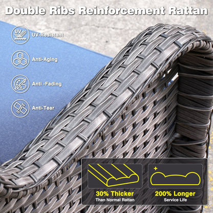 Ensemble de conversation OVIOS 5 pièces en résine tressée avec dossier haut