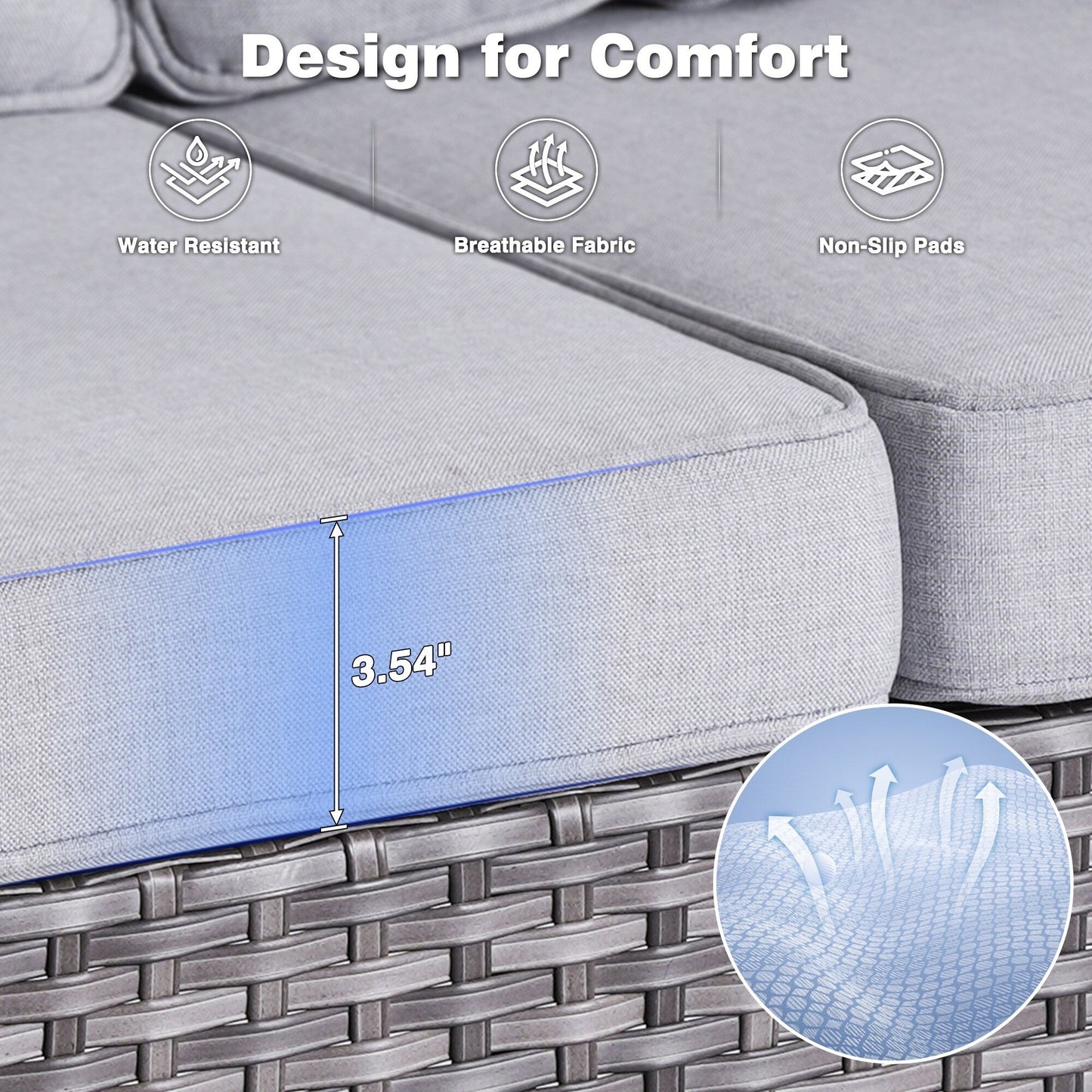 Ensemble de conversation OVIOS 5 pièces en résine tressée avec dossier haut