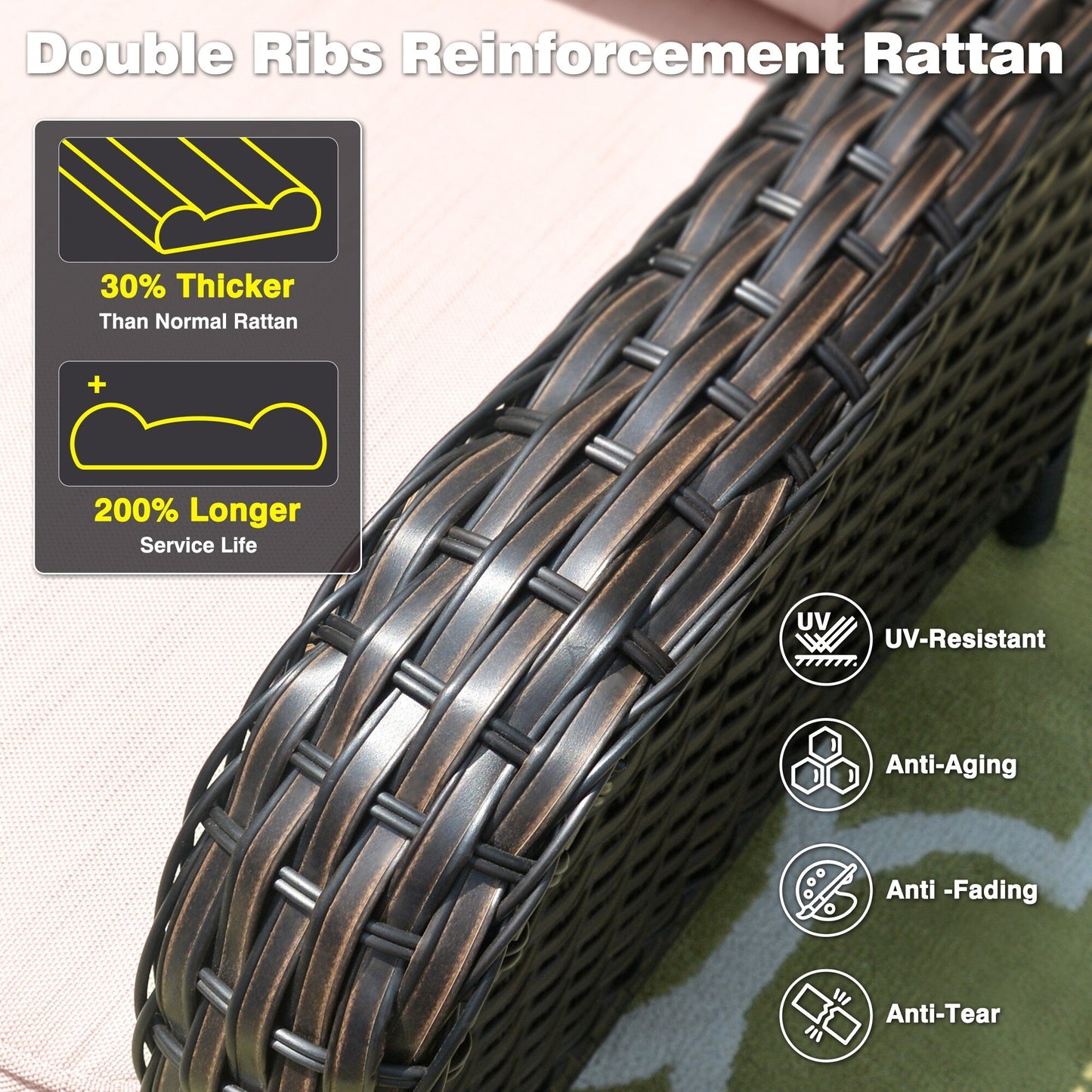 Ensemble de conversation OVIOS 5 pièces en résine tressée avec dossier haut