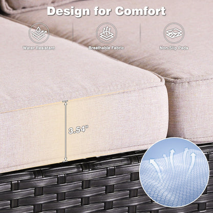 Ensemble de conversation OVIOS 5 pièces en résine tressée avec dossier haut