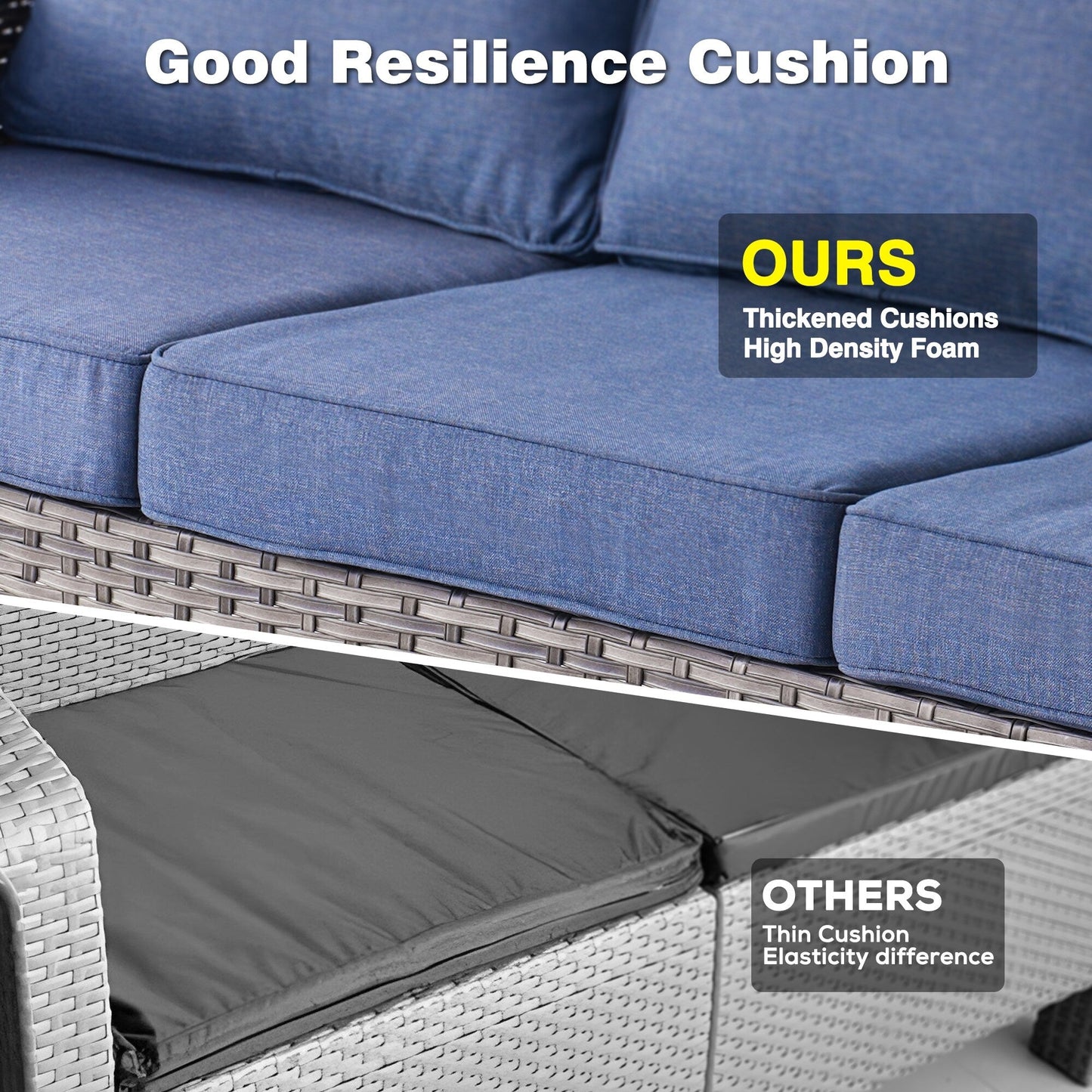 Ensemble de conversation OVIOS 5 pièces en résine tressée avec dossier haut