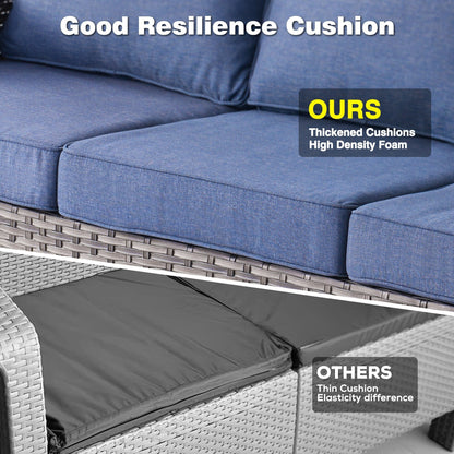 Ensemble de conversation OVIOS 5 pièces en résine tressée avec dossier haut