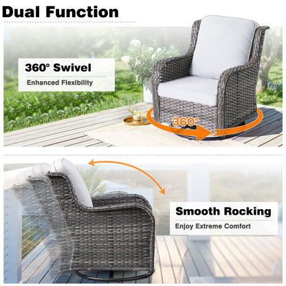 Ensemble de 8 chaises pivotantes en osier pour patio OVIOS