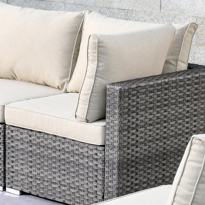 Ensemble de salon sectionnel OVIOS en osier à siège profond, 11 pièces, chaises pivotantes, foyer