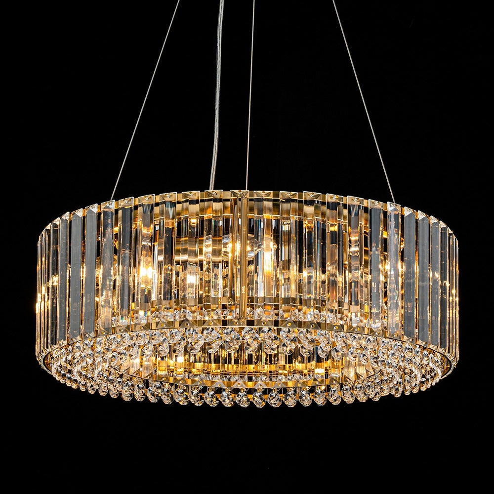 Lustre moderne rond en cristal OYIPRO à 6/8/12 lumières, suspension en forme de tambour pour îlot de cuisine