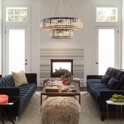 Lustre moderne rond en cristal OYIPRO à 6/8/12 lumières, suspension en forme de tambour pour îlot de cuisine