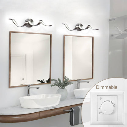 Applique murale LED moderne à spirale pour salle de bain, intensité variable.