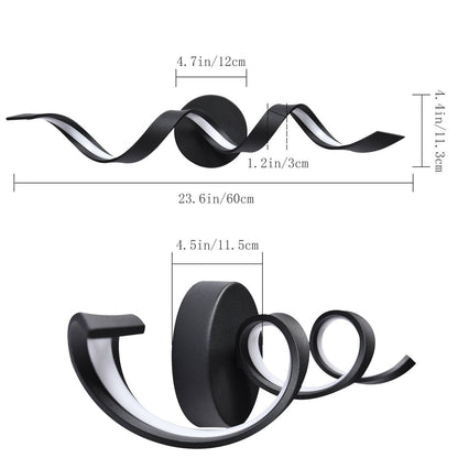 Applique murale LED moderne à spirale pour salle de bain, intensité variable.
