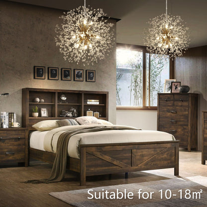 Lustre Sputnik moderne OYIPRO avec effet feu d'artifice et suspension en cristal