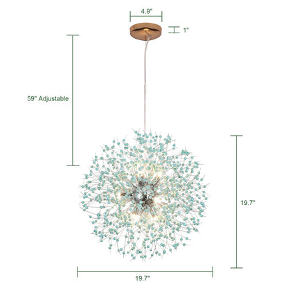 Lustre Sputnik moderne OYIPRO avec effet feu d'artifice et suspension en cristal