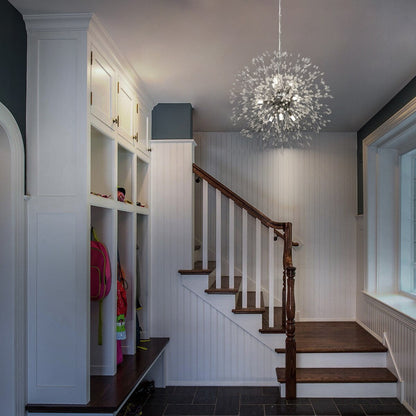 Lustre Sputnik moderne OYIPRO avec effet feu d'artifice et suspension en cristal