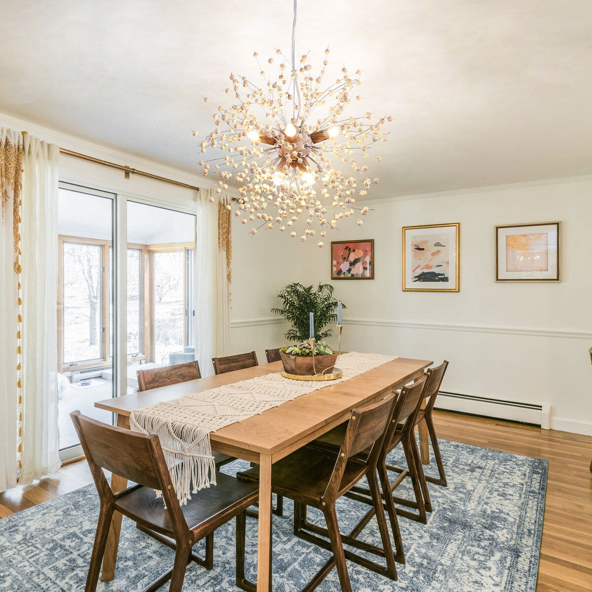 Lustre Sputnik moderne OYIPRO avec effet feu d'artifice et suspension en cristal