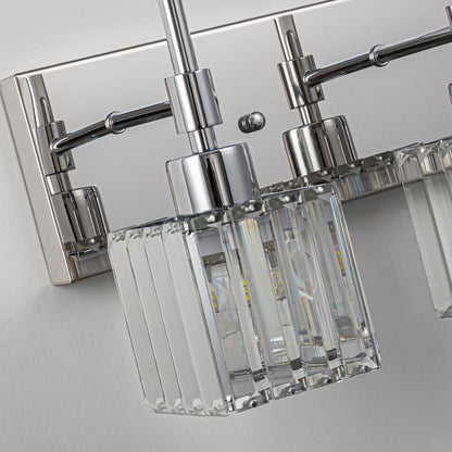 Luminaires de salle de bain modernes à intensité variable en cristal Ora, à installer au-dessus du miroir, style glamour.